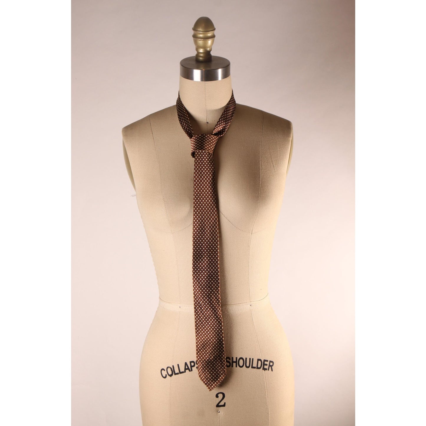 1970s Brown and White Plaid Necktie Tie by Arrow