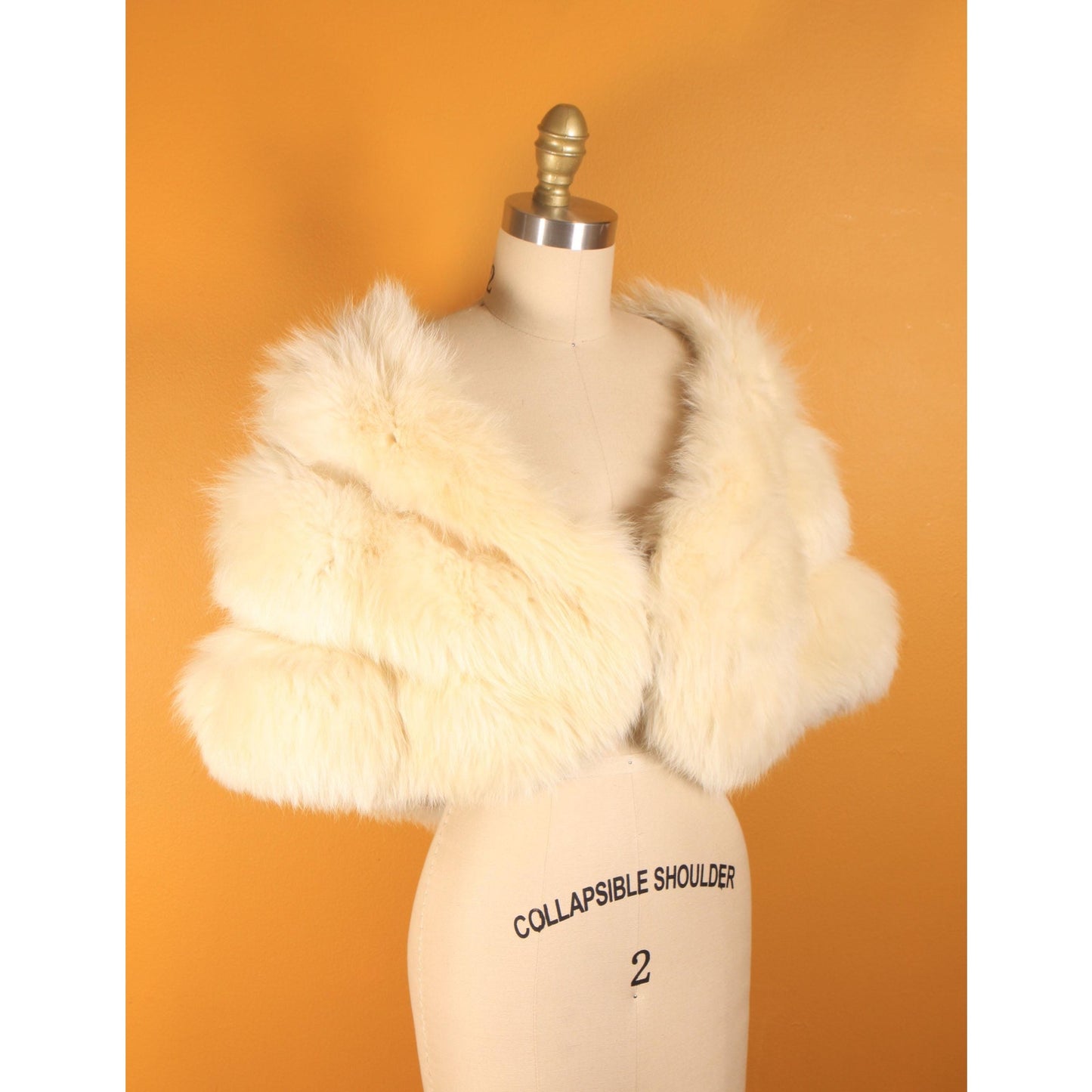 1950s White Cream Fox Fur Coat Wrap by Aulabaugh Omaha