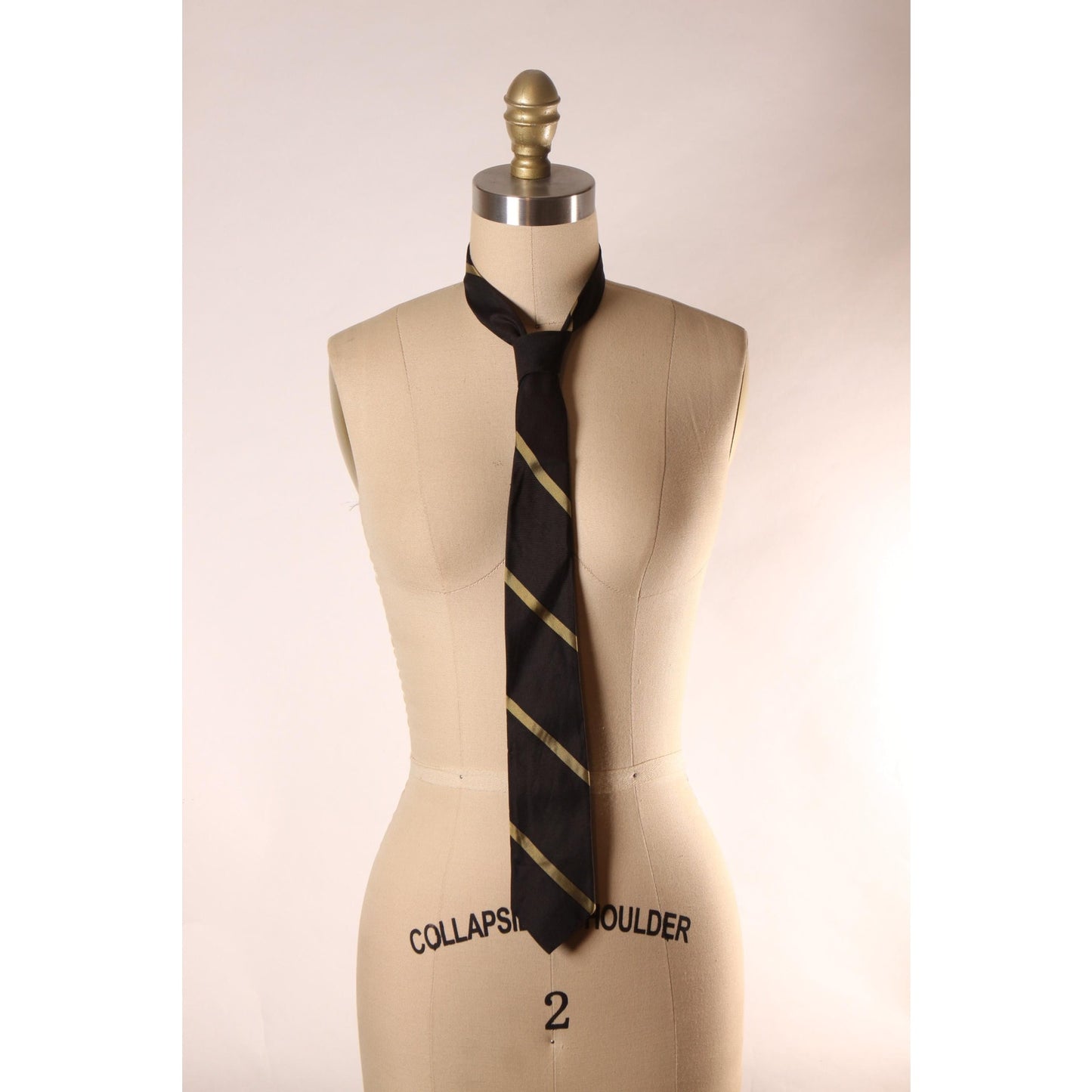 1960s Black and Green Striped Necktie Tie by Fashion Craft