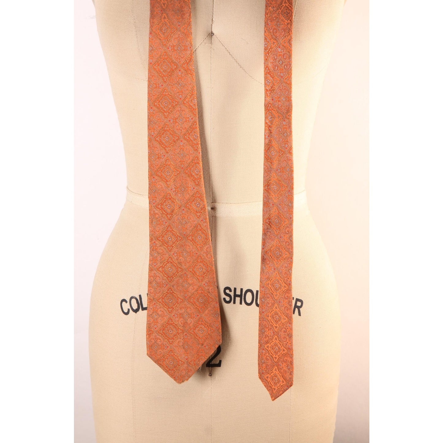 1970s Orange Abstract Mod Swirl Necktie Tie by Fumagalli