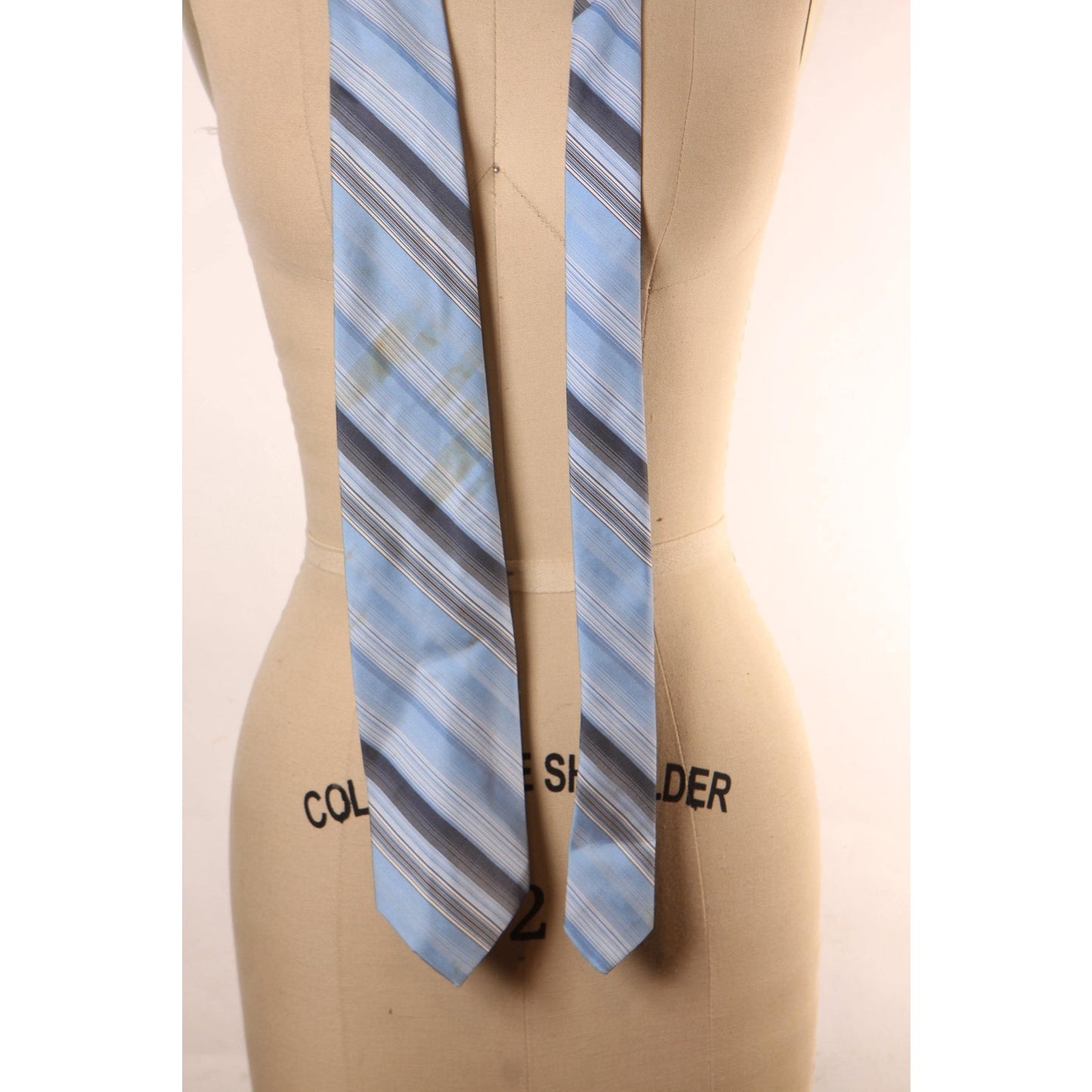 1970s Light Blue and Dark Blue Striped Necktie Tie by Brittania