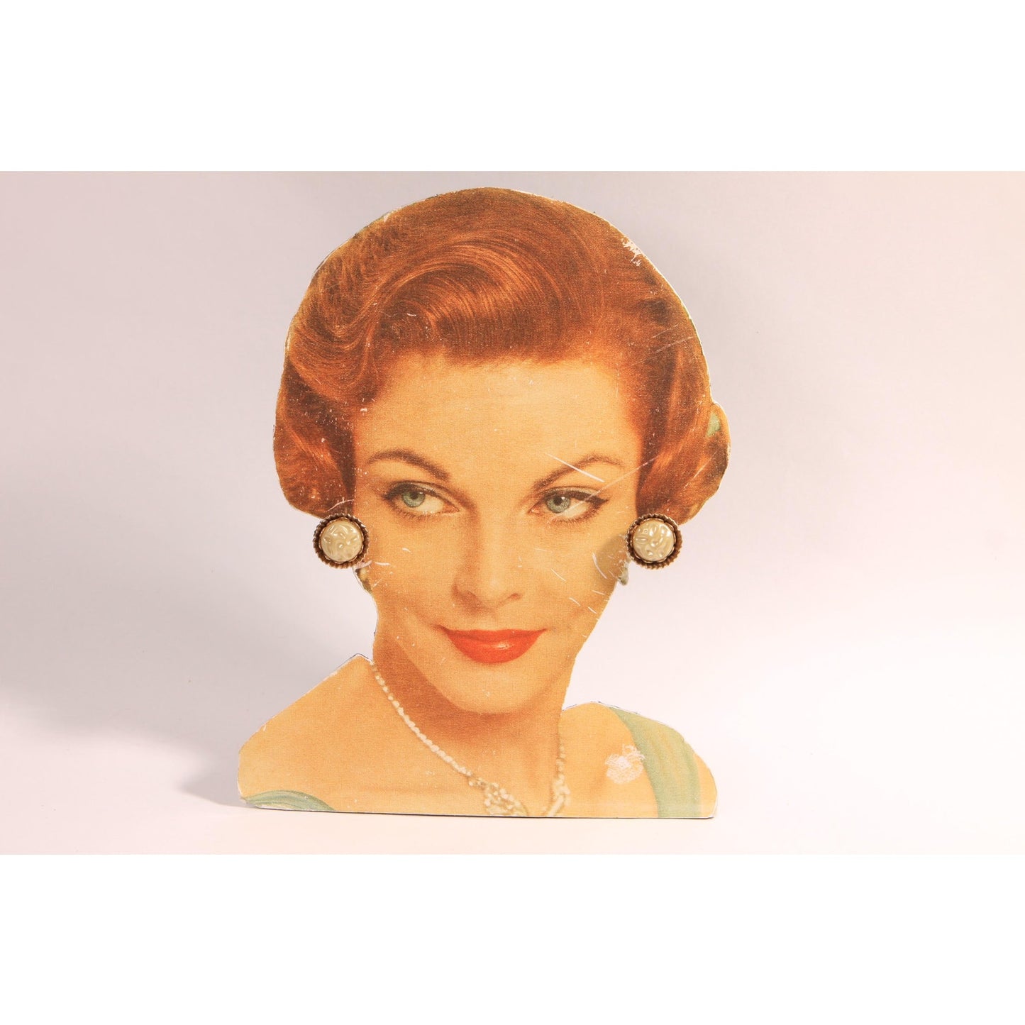 1950s Gold Tone Metal and Faux Pearl Circle Screw Back Earrings
