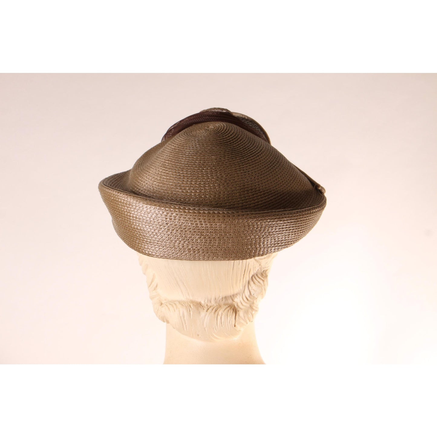 1950s Pale Green, Tan and Brown Abstract Avant Garde Formal Hat