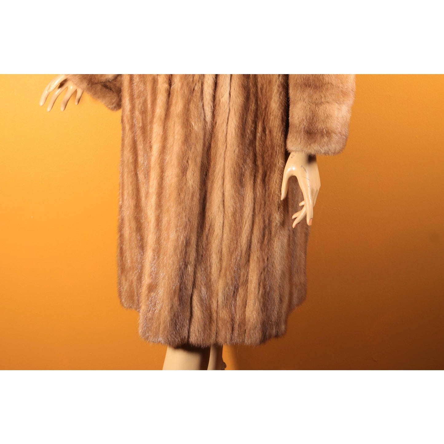 1950s Honey Brown Long Sleeve Mink Fur Coat by Paul Klink Furs -L