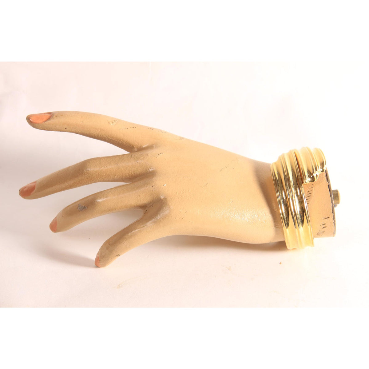 1970s 1980s Gold Tone Metal Abstract Swirl Hinged Clamper Bracelet