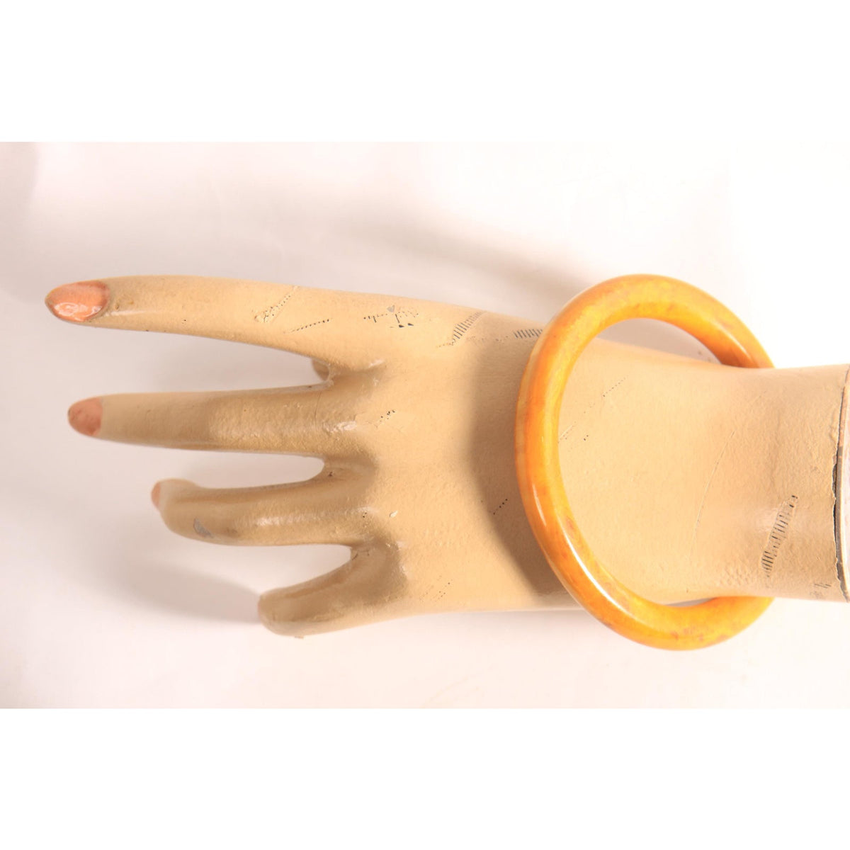 1940s 1950s Yellow Brown Butterscotch End of Day Bakelite Bangle Bracelet