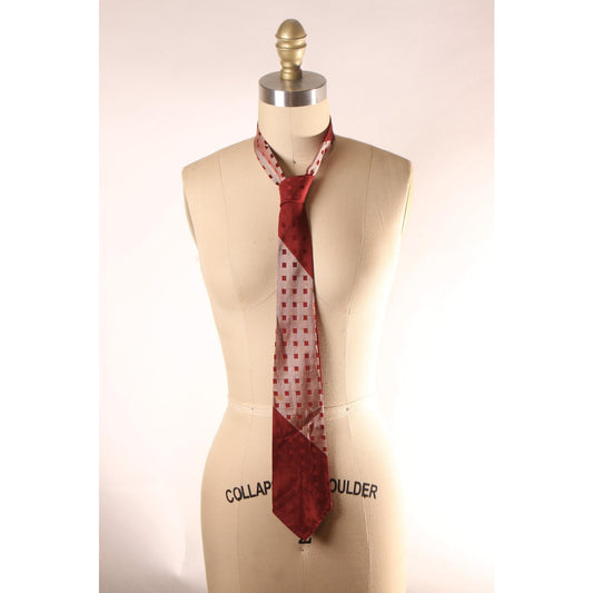 1950s Dark Red and Tan Mid Century Abstract Necktie Tie by George L. Daugherty