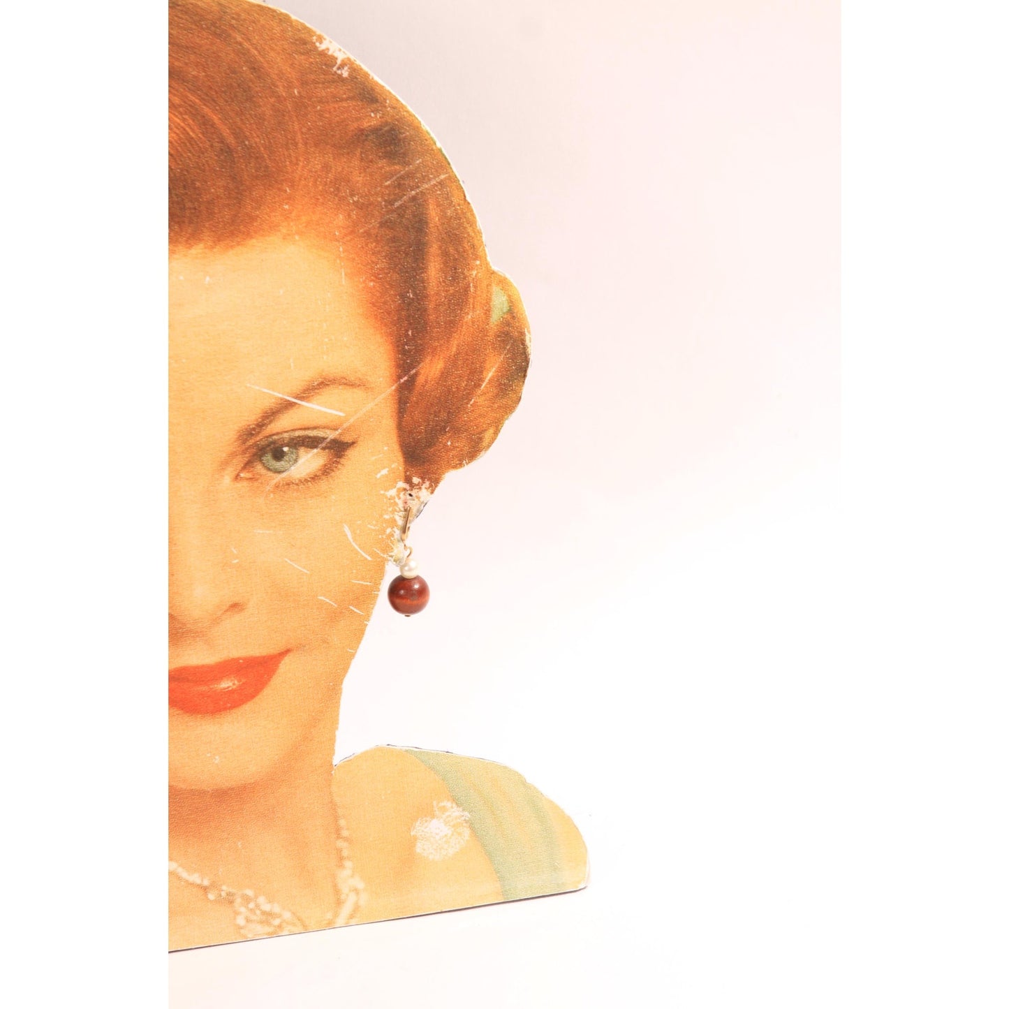 1950s Wood Beaded and Faux Pearl Screw Back Earrings