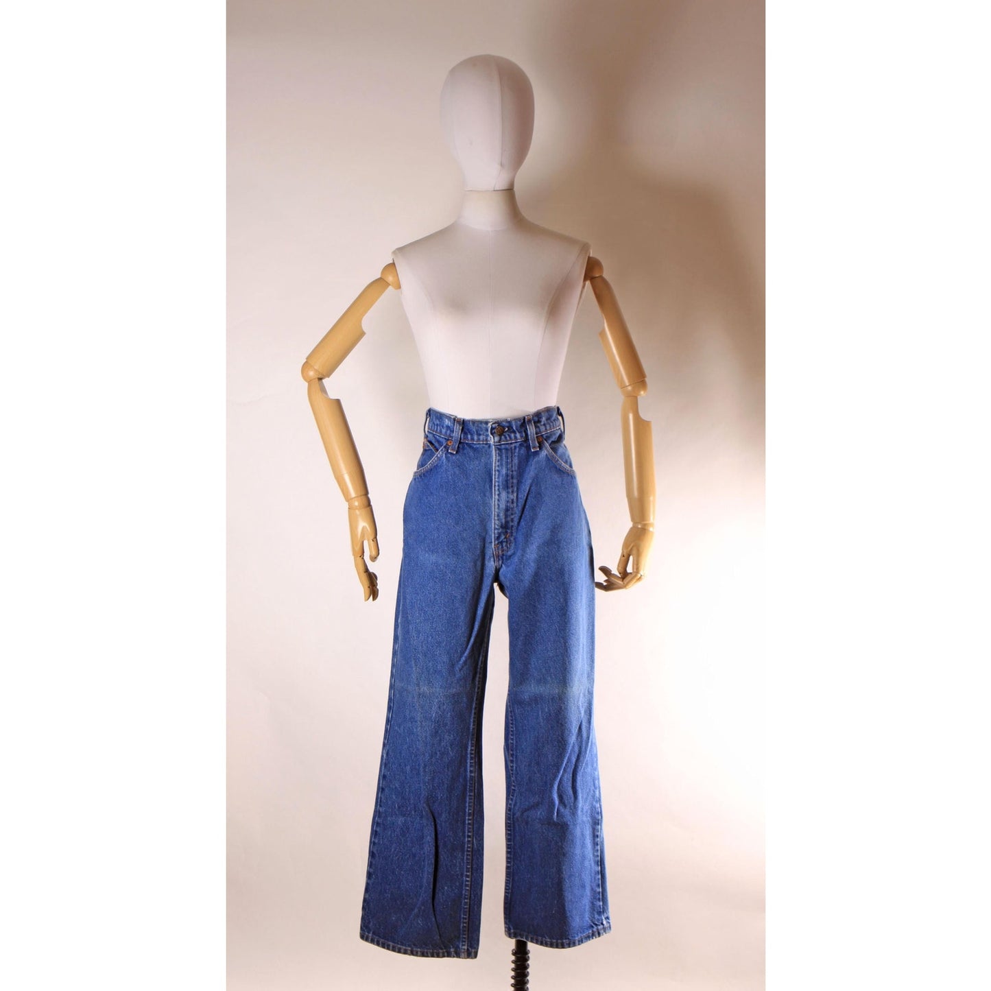 1970s 1980s Blue Denim 517 Mens Orange Tab Jeans by Levi's - 36x29