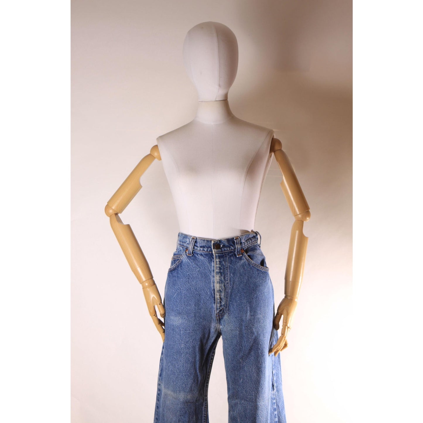 1970s 1980s Blue Denim 517 Mens Orange Tab Jeans by Levi's - 36x29