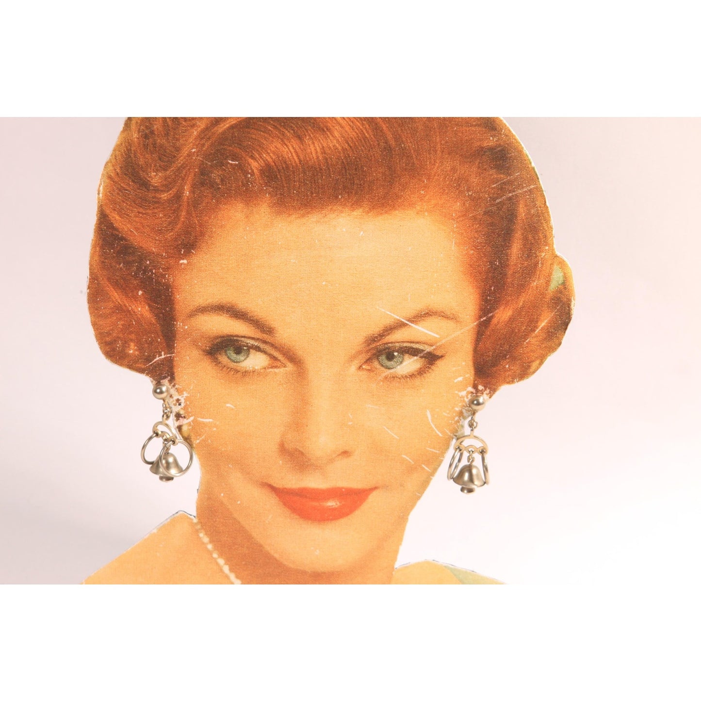 1950s Novelty Wedding Marriage Rings and Wedding Bells Silver Tone Metal Screw Back Earrings