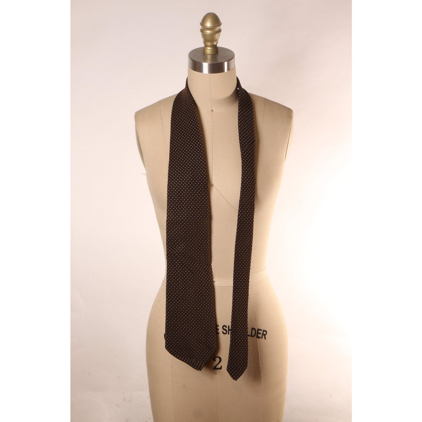 1970s Dark Brown and White Necktie Tie by Barth's for Damon