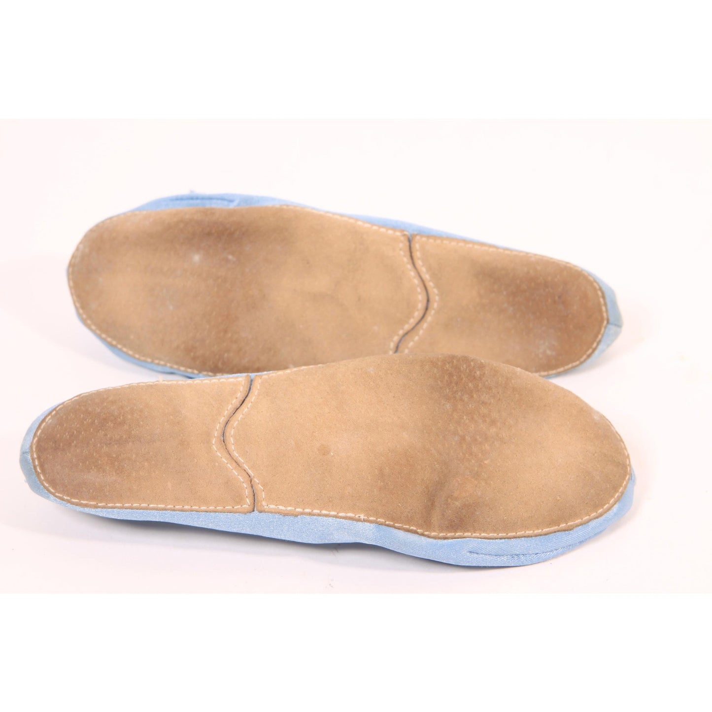 1980s 1990s Blue and White Faux Pearl Slippers by Isotoners-Size Medium 6 1/2-7 1/2