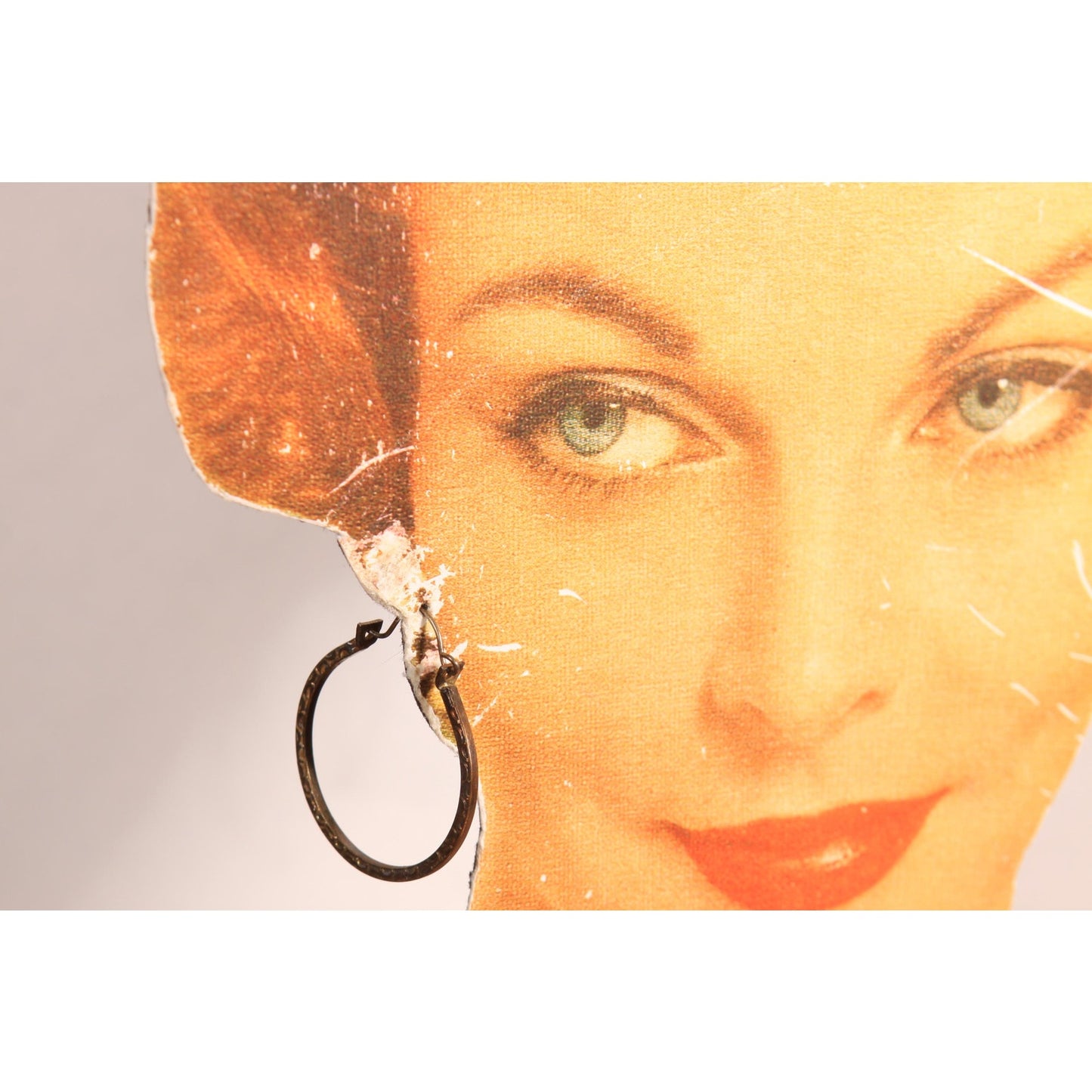 1970s Silver Tone Metal Etched Hoop Pierced Earrings