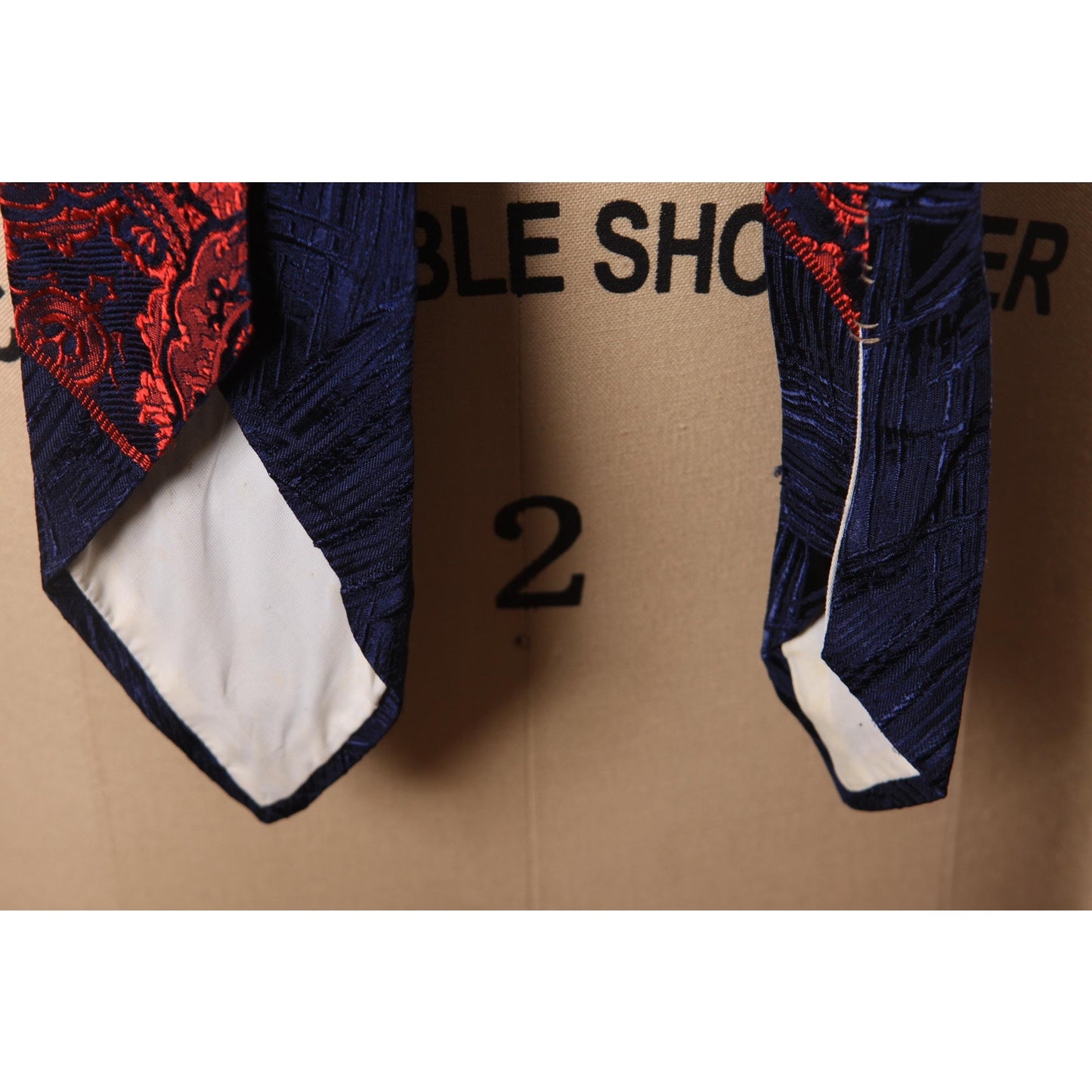 1970s Blue and Red Patterned Necktie Tie by Mitzi Cravat