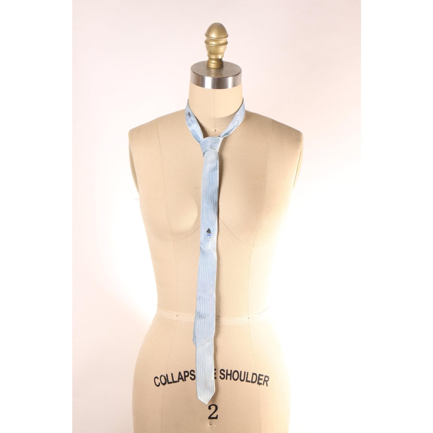 1950s 1960s Pale Blue Torch Novelty Skinny Necktie Tie
