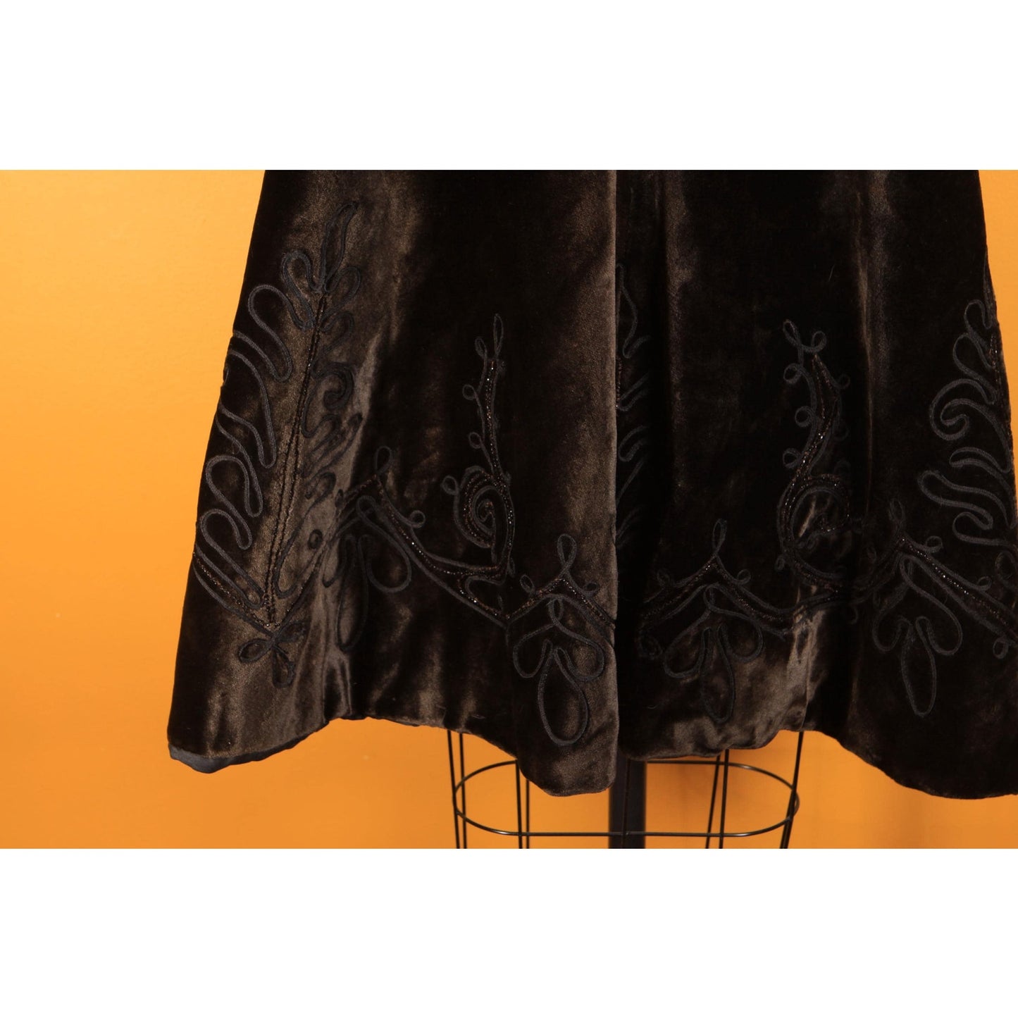 Antique 1800s 1900s Victorian Brown and Black Soutache Fur Trim Cape
