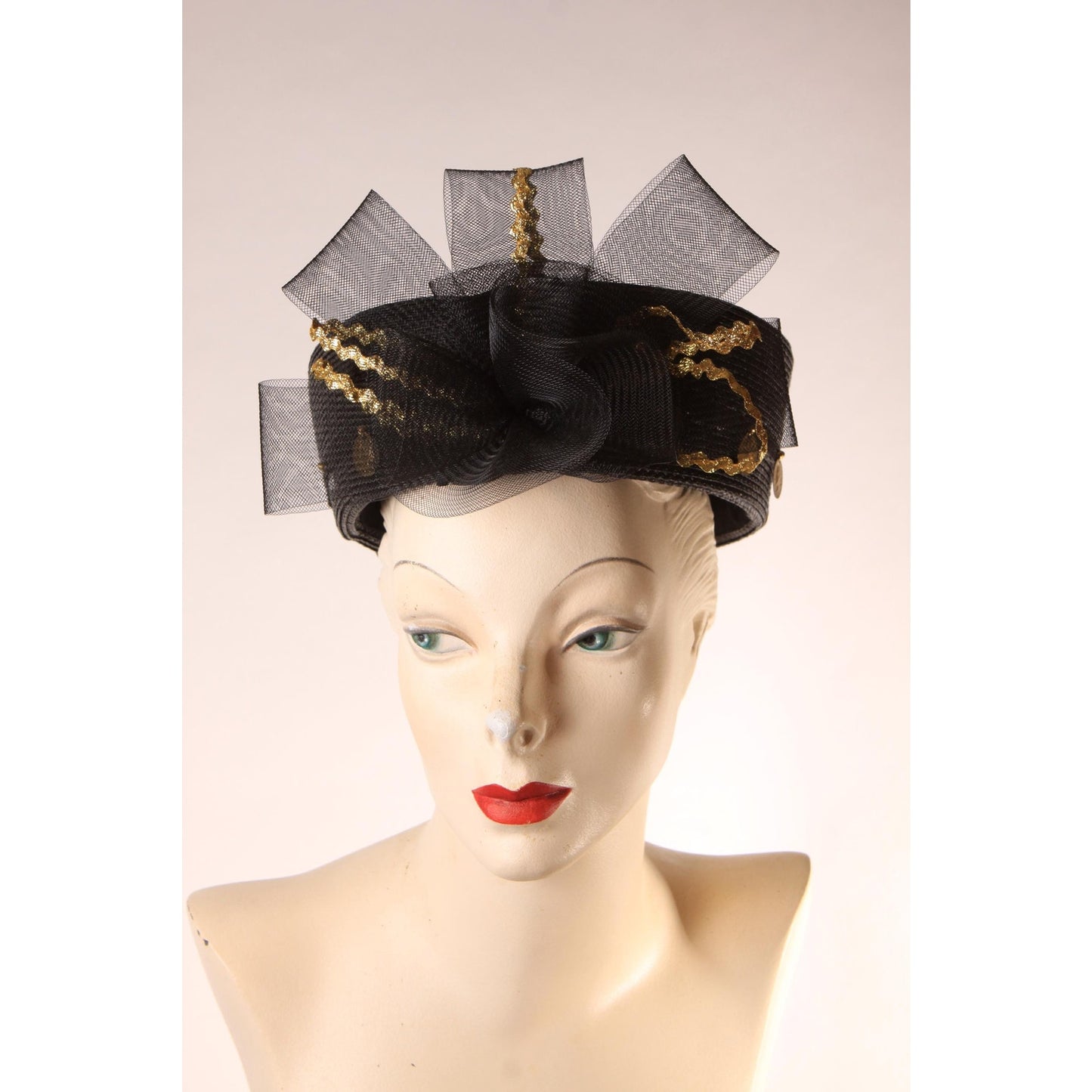 1980s Black and Gold Novelty Coin Avant Garde Pillbox Hat by Ethel Cross