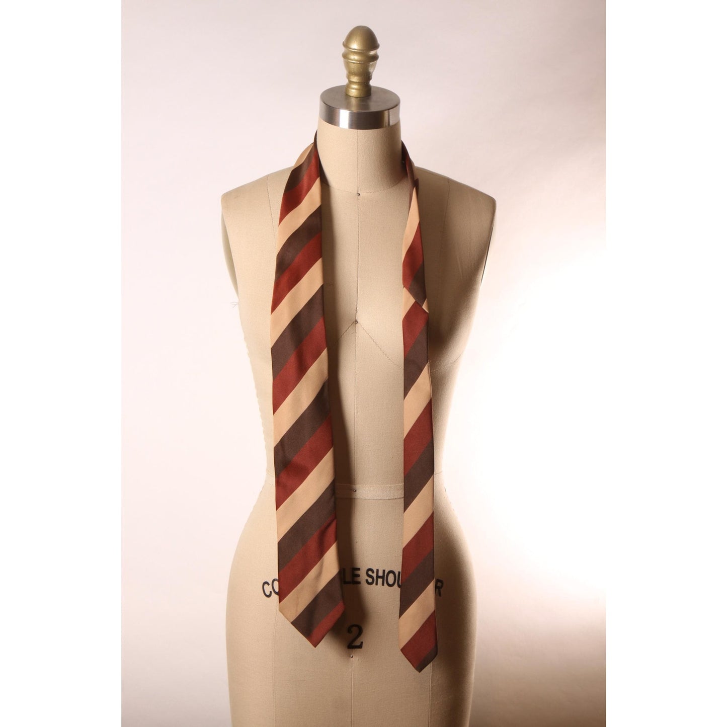 1970s Brown and Tan Striped Wide Necktie Tie