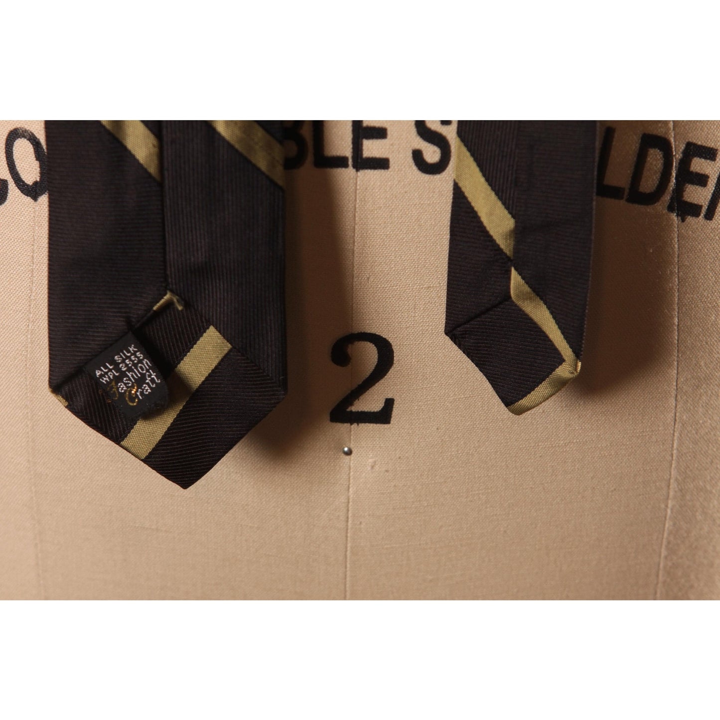 1960s Black and Green Striped Necktie Tie by Fashion Craft