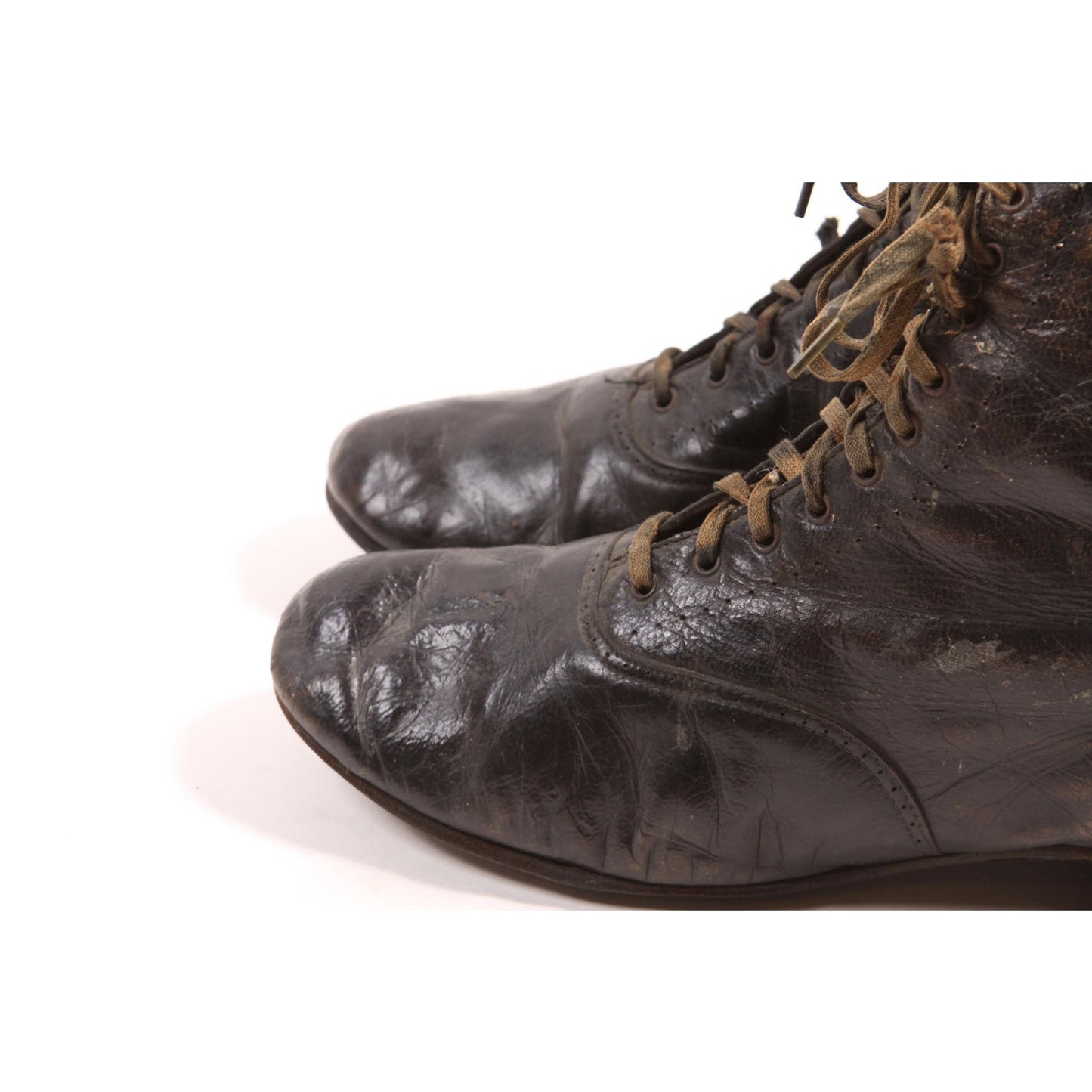 Antique Late 1800s Early 1900s Victorian Lace Up Black Boots