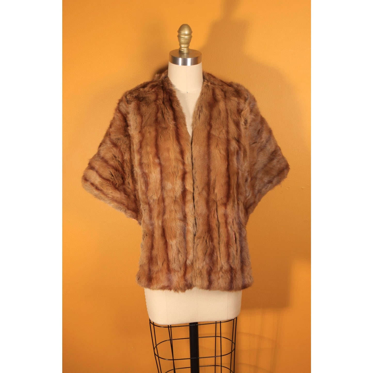 1950s Brown Fur Adjustable Length Shawl Wrap