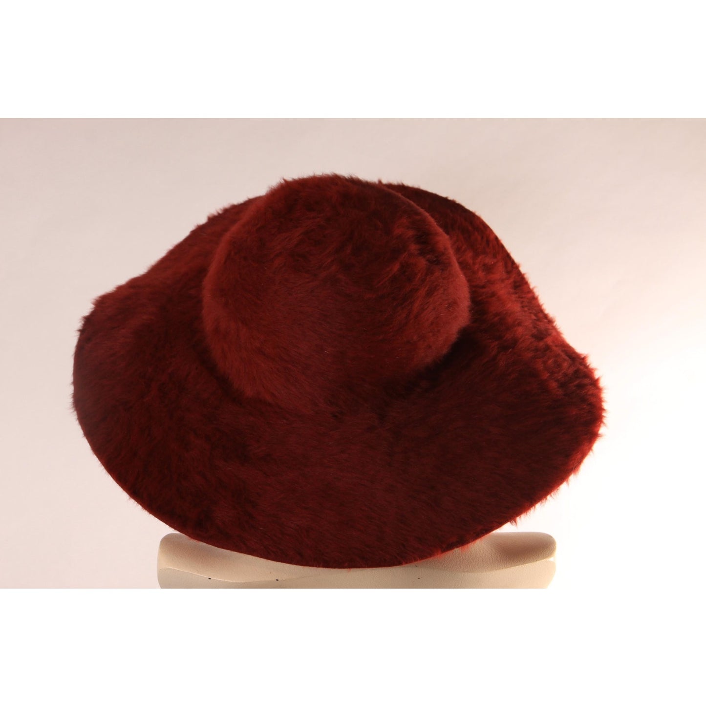 1980s Dark Red Felted Fur Wide Brim Hat