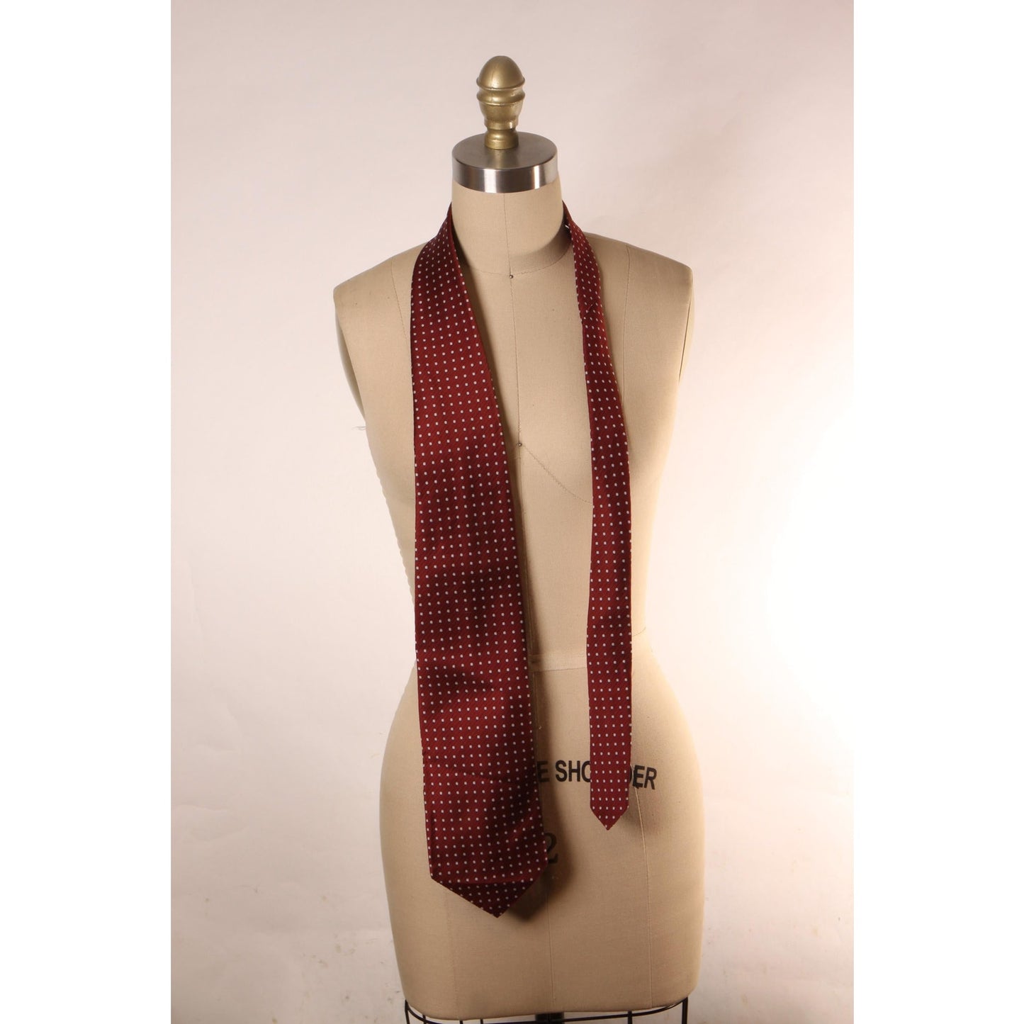 1970s Dark Red Burgundy Polka Dot Necktie Tie by Regal