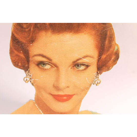 1950s Gold Tone Metal Dangling Hoop Clip On Earrings