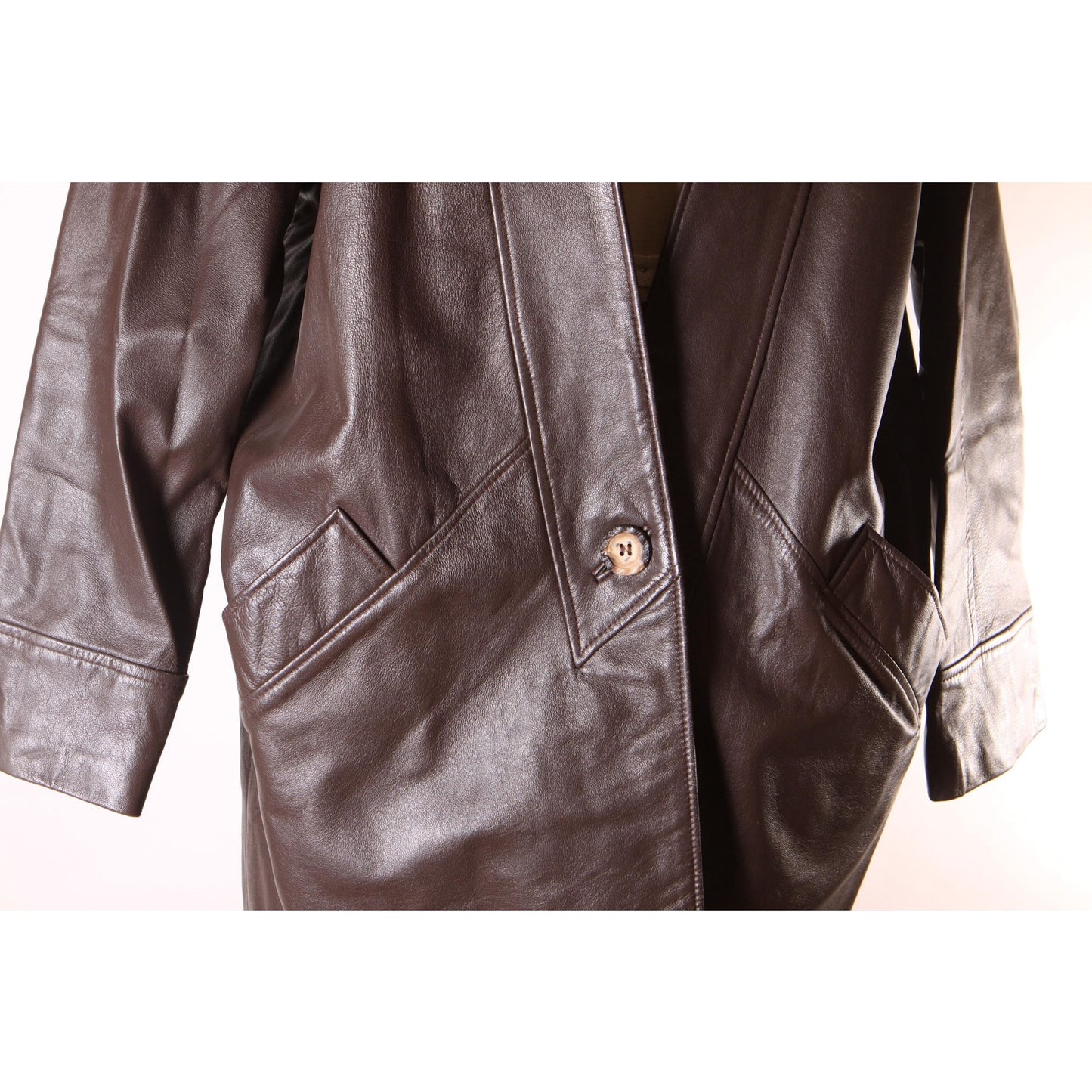 Deadstock Late 1970s Early 1980s Brown Leather Jacket with Matching Skirt Two Piece Skirt Suit by New England Sportswear -M-L