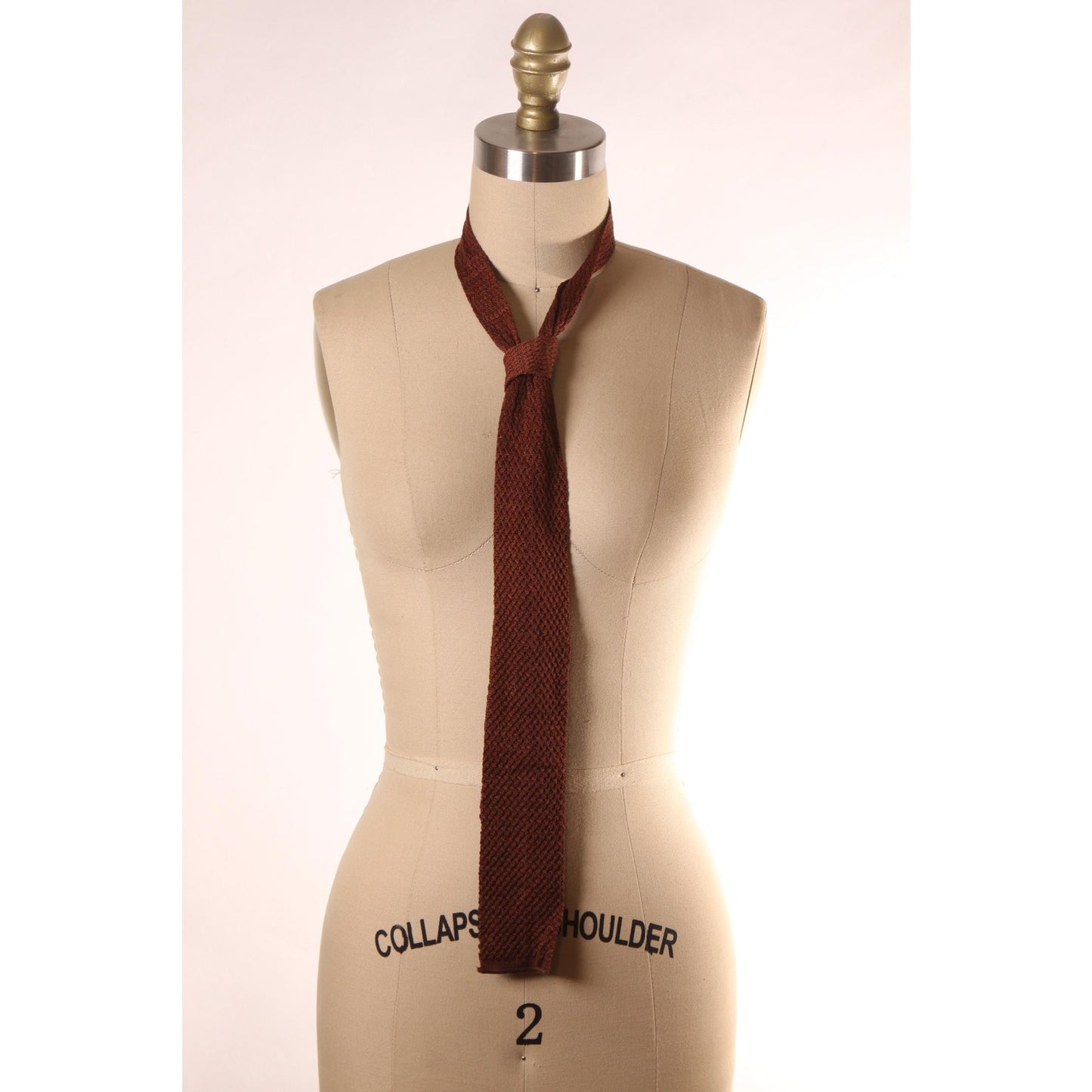 1950s Brown Sweater Knit Style Square Necktie Tie