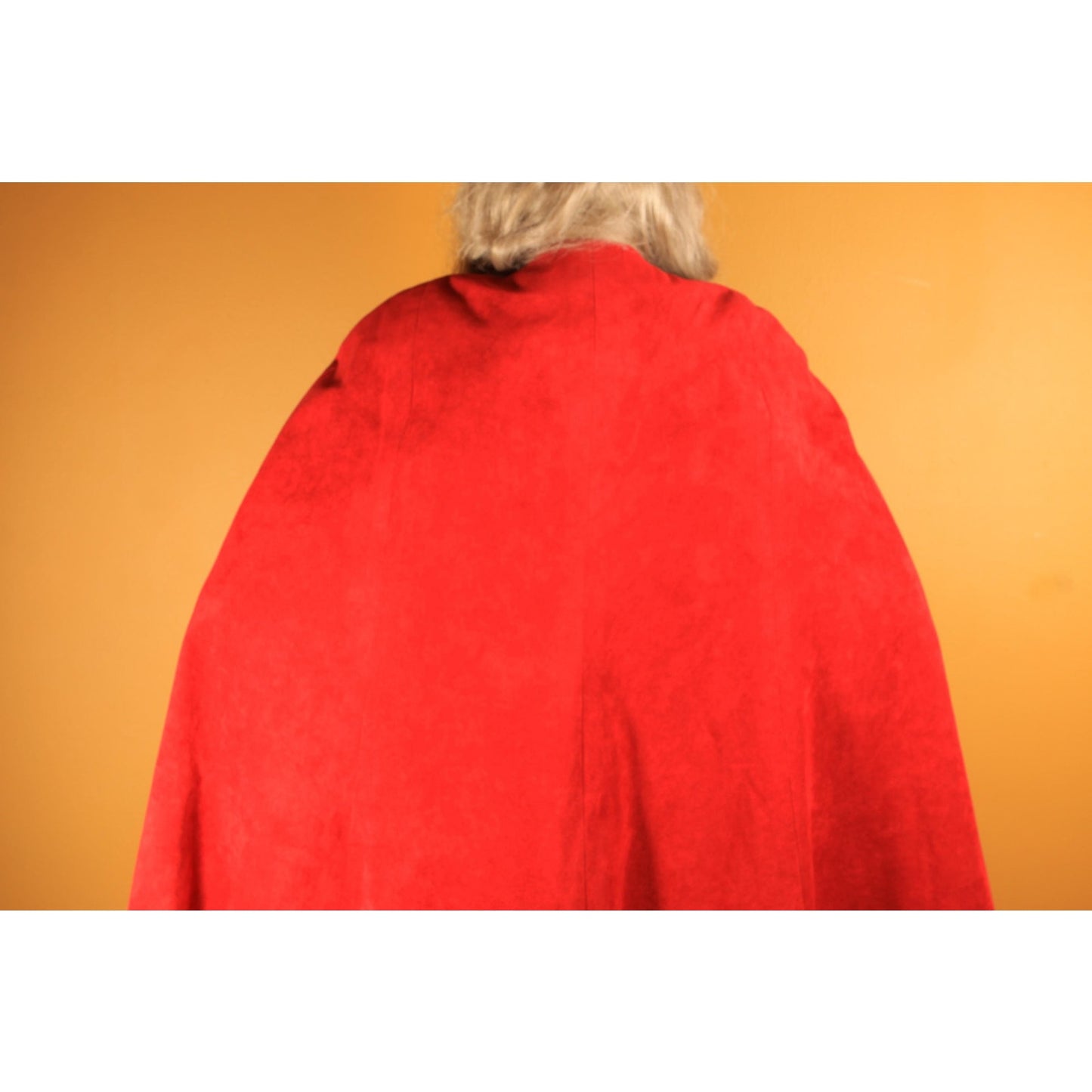 1970s Dark Red Microsuede Belted Cape with Matching Skirt Two Piece Outfit Skirt Suit -XL