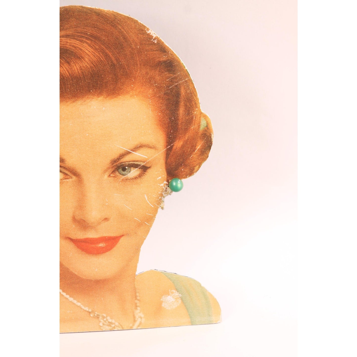 1950s Pearlescent Green Plastic Screw Back Earrings