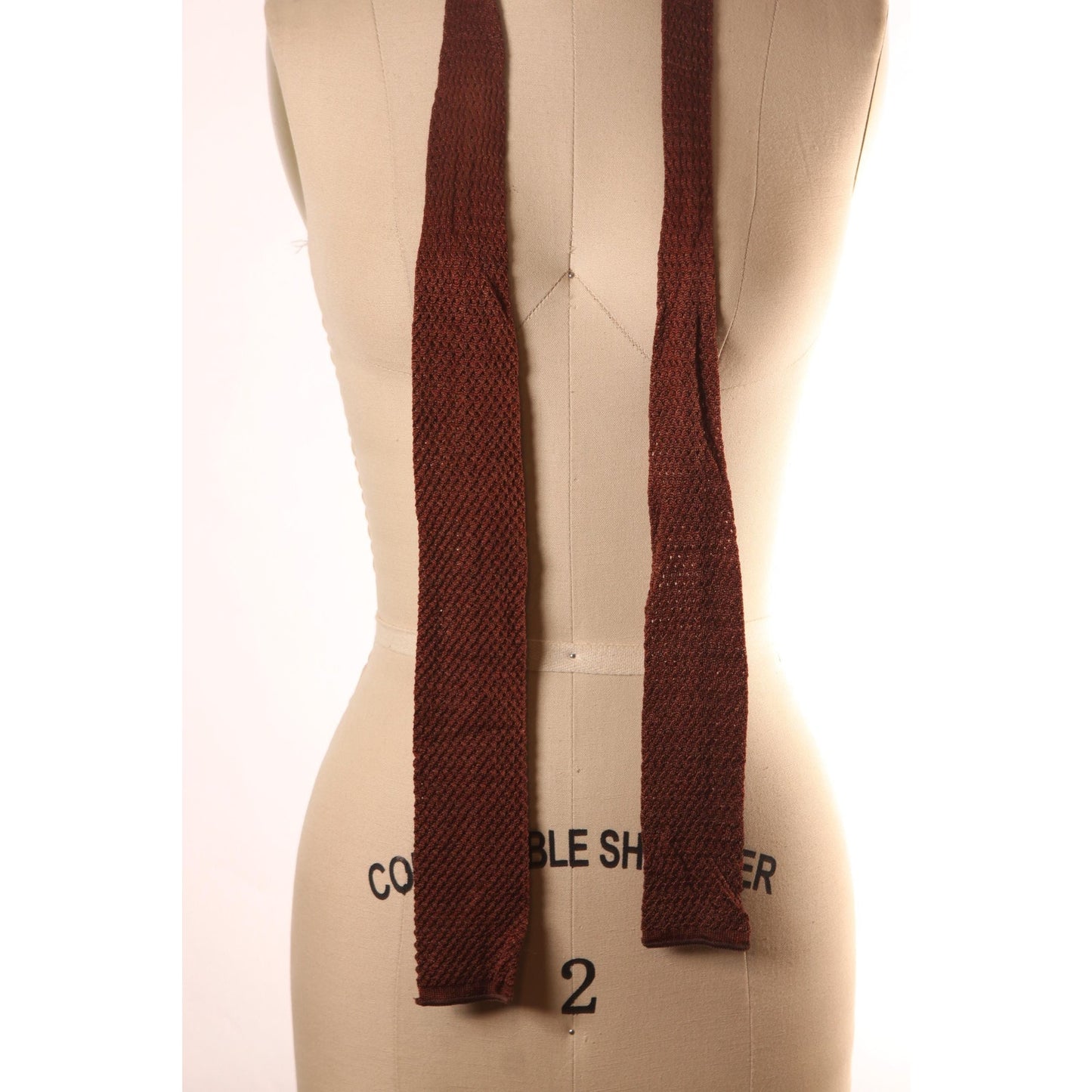 1950s Brown Sweater Knit Style Square Necktie Tie