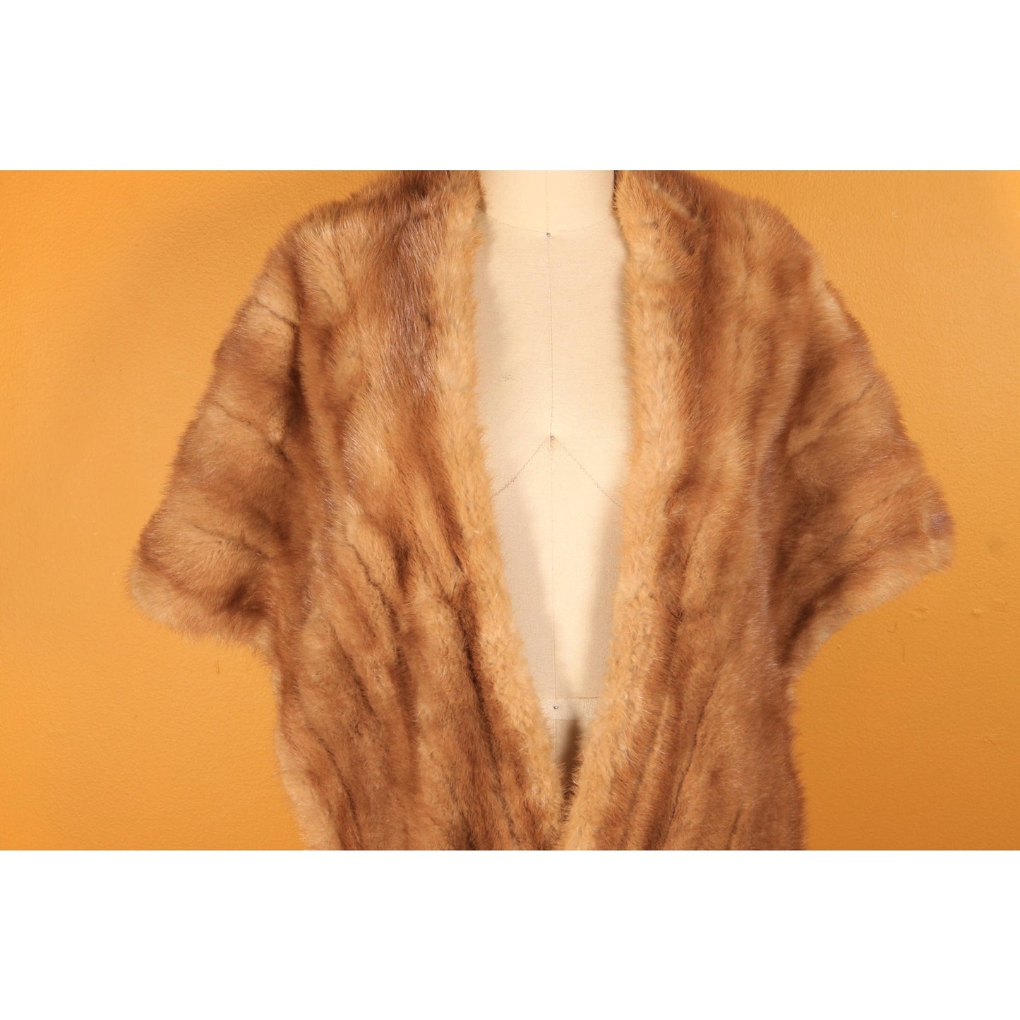 1950s Honey Brown Mink Fur Shawl Fur Wrap by Creasy Furs