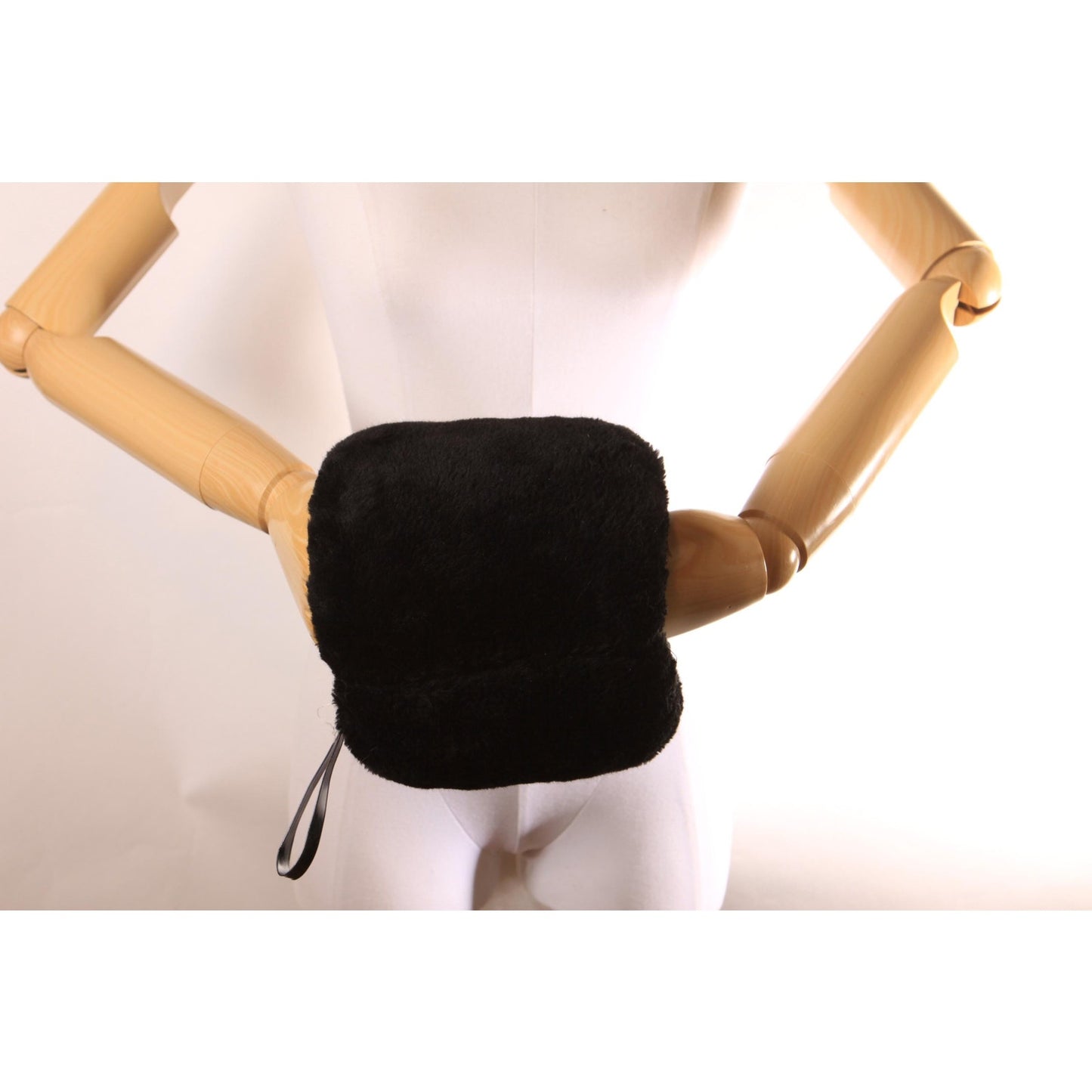 1960s Black Faux Fur Hand Warmer Child Petite Woman Hand Muff
