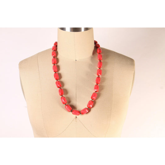 1970s Red Chunky Beaded Necklace