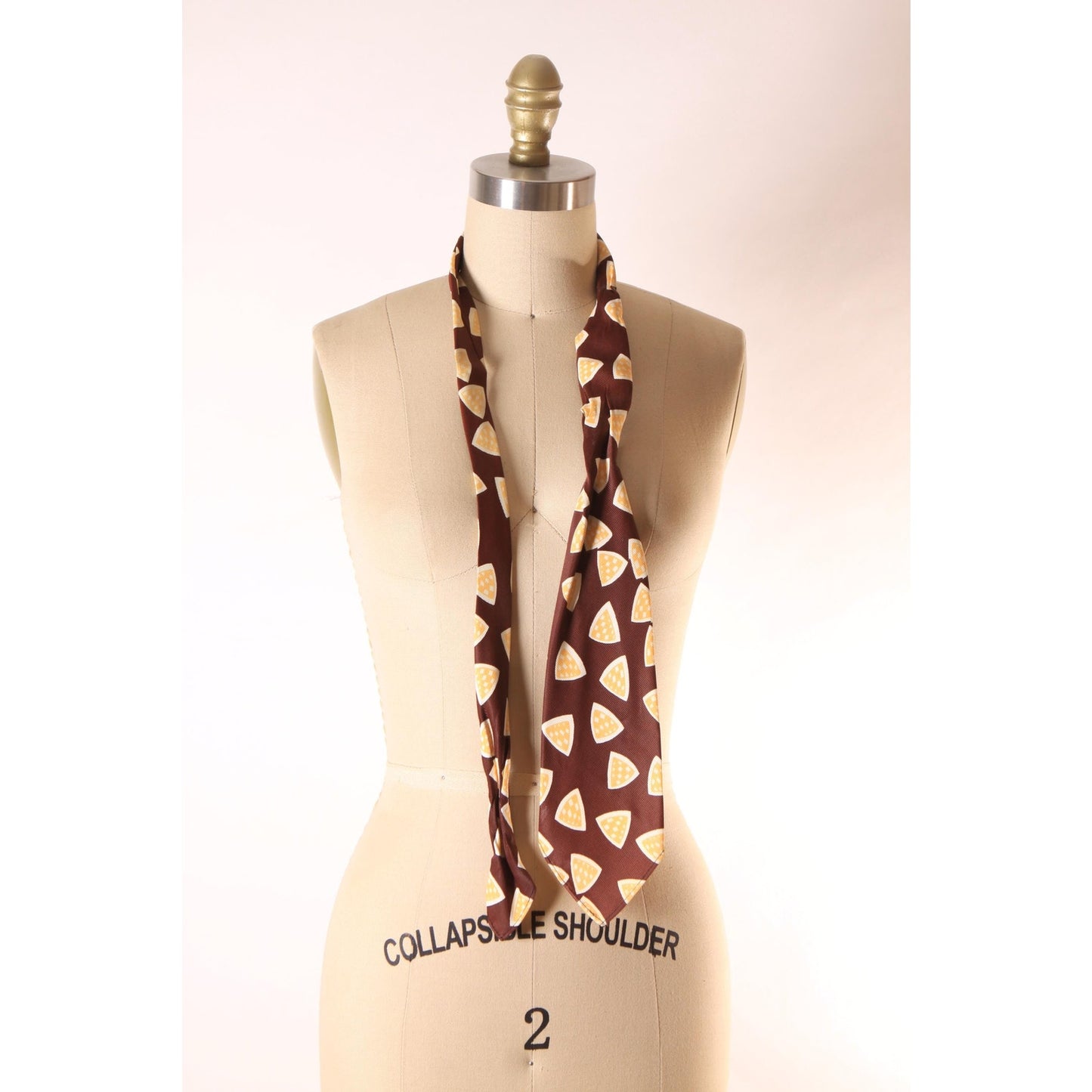 1950s Brown, Yellow and Cream Novelty Geometric Wide Necktie Tie by Wilson Brothers Duratwill