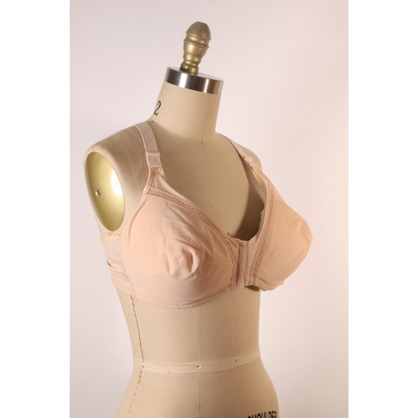 1980s Beige Skin Tone Front Clasp Halter Top Bra by Classique-38C and 40C