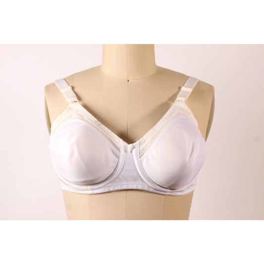 1970s White Lace Trim Floral Detail Bra by Support Can Be Beautiful-38B