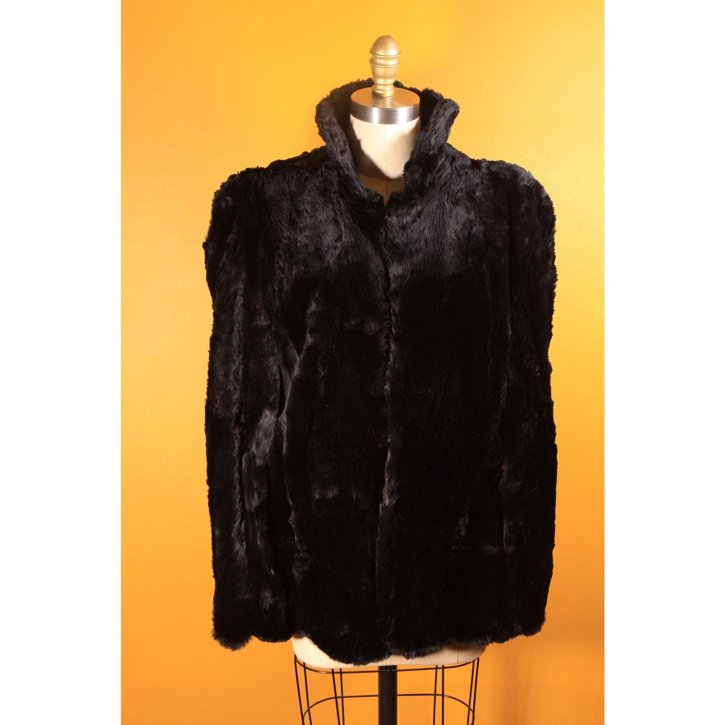 1940s Sheared Black Beaver Fur Cape by McDaniel's -M-L