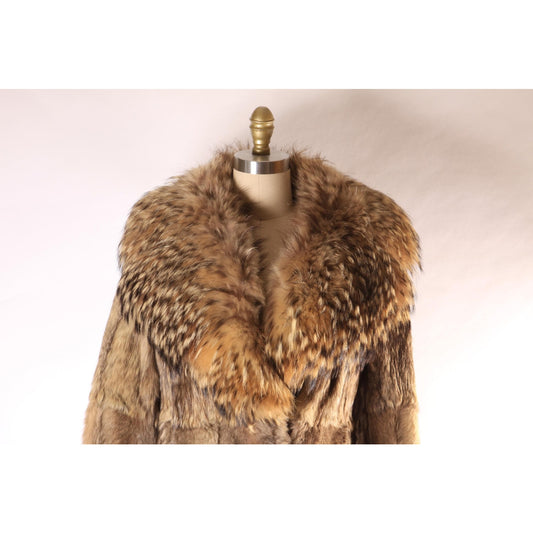 1970s Raccoon Fur Long Sleeve Quilted Lining Princess Coat