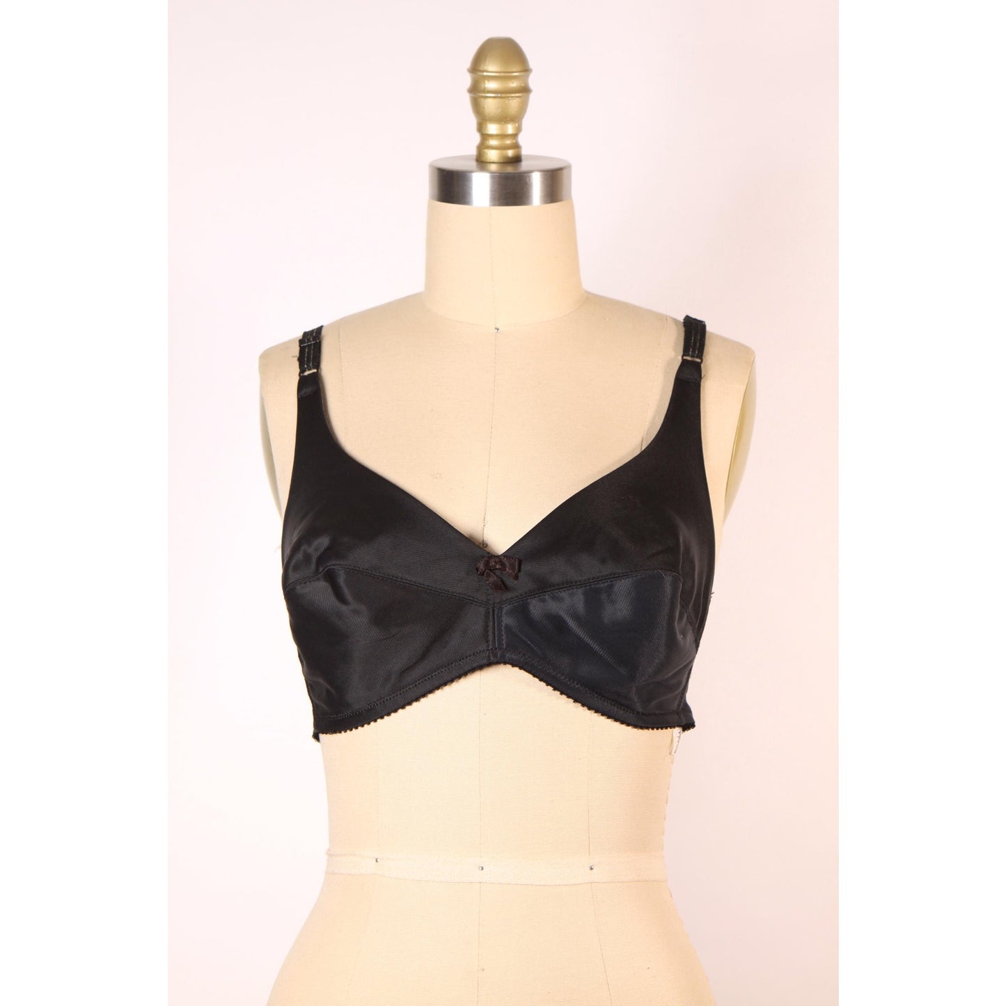 1970s Black Lightly Padded Bow Detail Bra by Montgomery Ward-38B