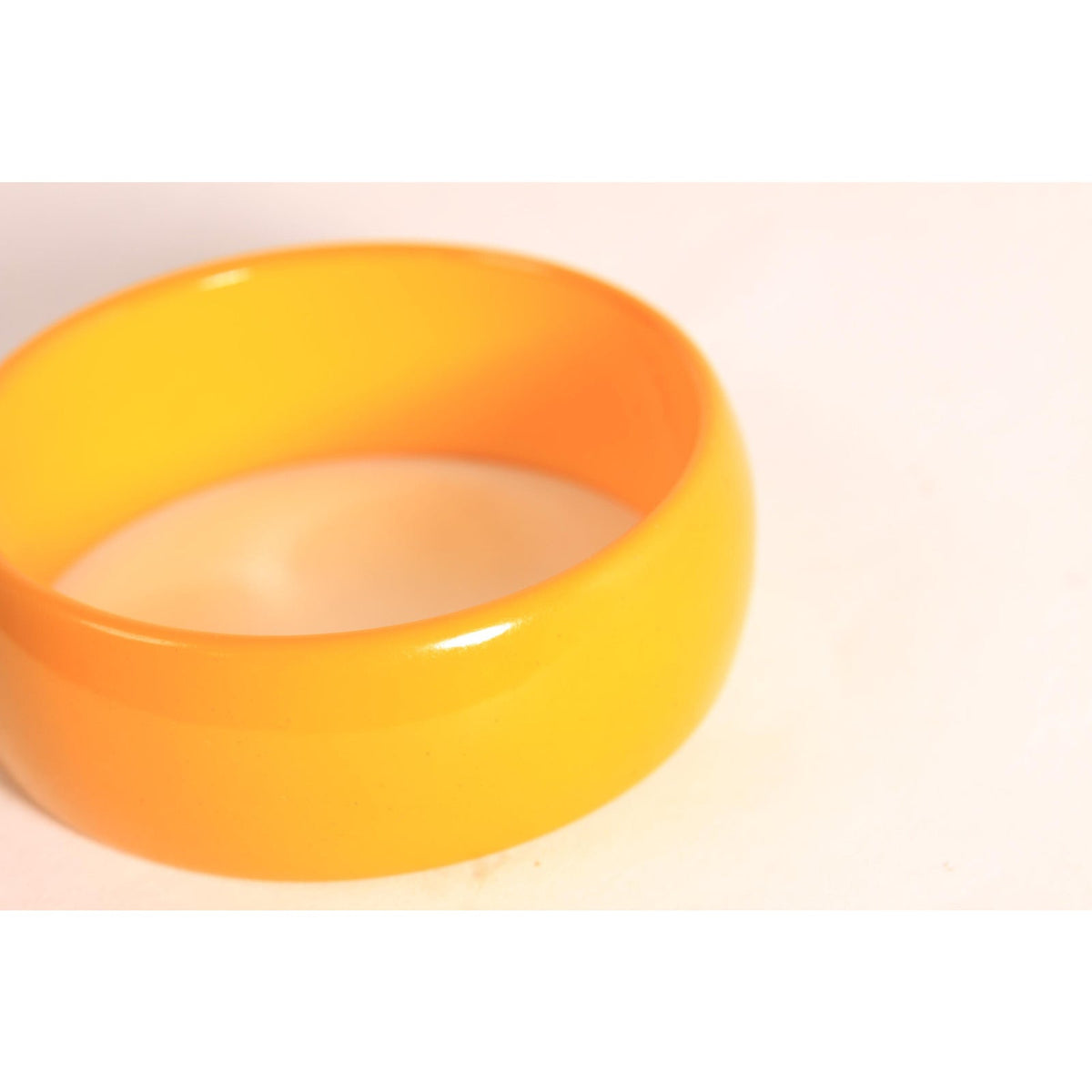 1940s 1950s Creamed Corn Yellow Wide Bakelite Bangle Bracelet