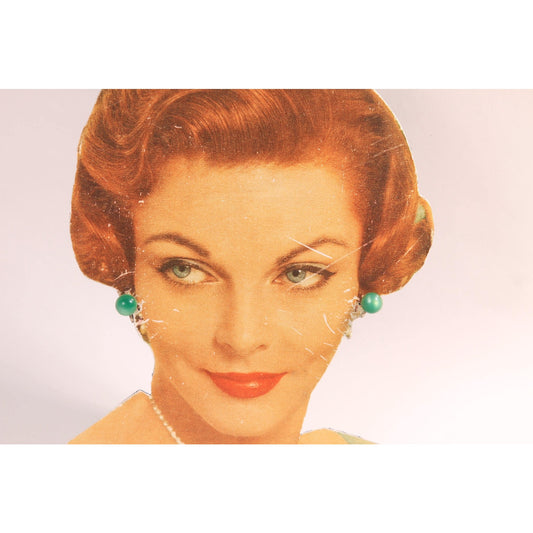 1950s Pearlescent Green Plastic Screw Back Earrings