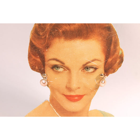 1950s Gold Tone Metal and Pink Plastic Half Moon Clip On Earrings