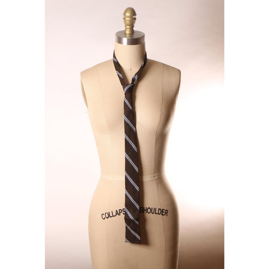 1950s Brown and Blue Striped Square End Necktie Tie by Wembley