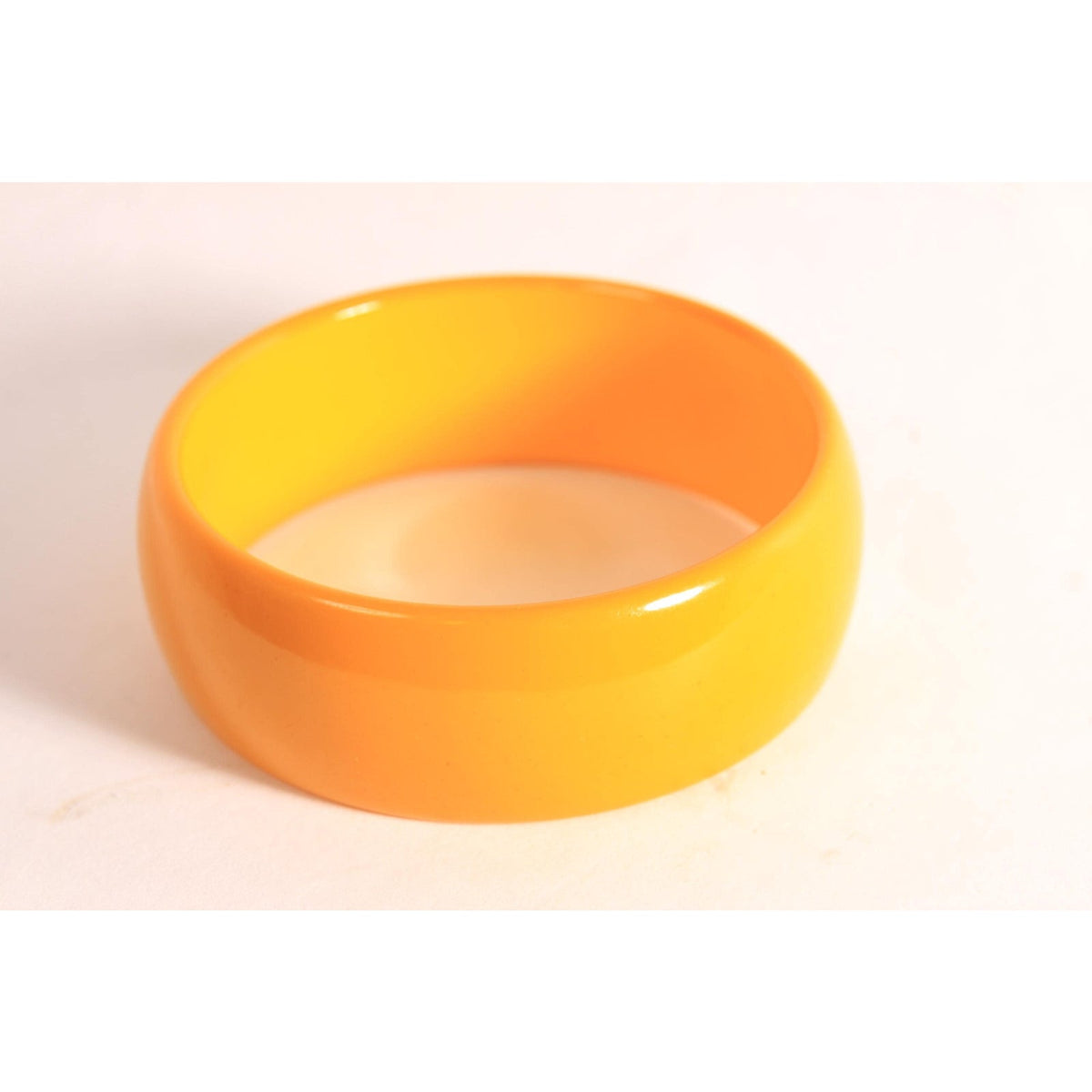 1940s 1950s Creamed Corn Yellow Wide Bakelite Bangle Bracelet