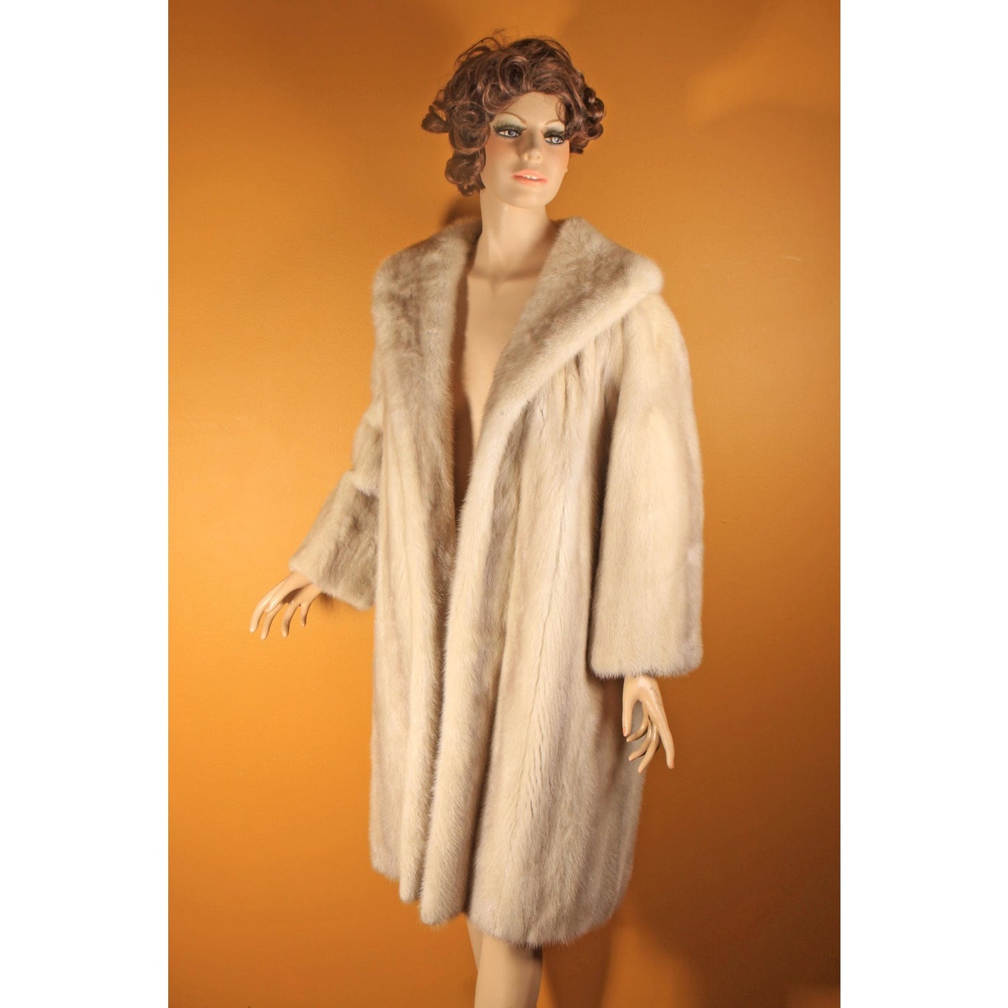 1950s Blonde Cream Off White Long Sleeve Mink Fur Coat by Irene of London -M-L