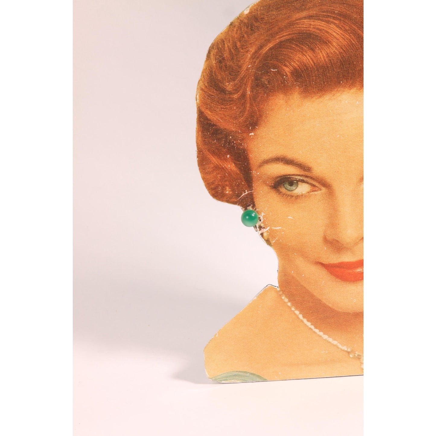 1950s Pearlescent Green Plastic Screw Back Earrings